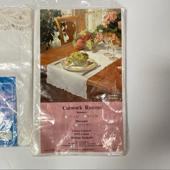 Lot of 2 Cotton Lace Cutwork Runners 70" and 54" NEW Table Runner - Picture 5 of 8